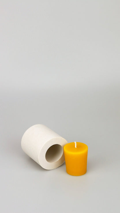Votive beeswax candle and silicone mould