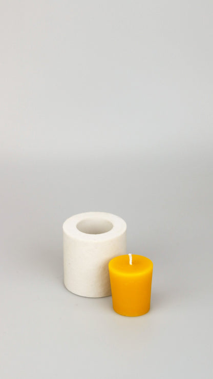 Votive beeswax candle and silicone mould