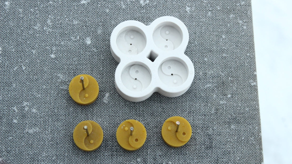 Ying Yang tea light beeswax candle and silicone mould