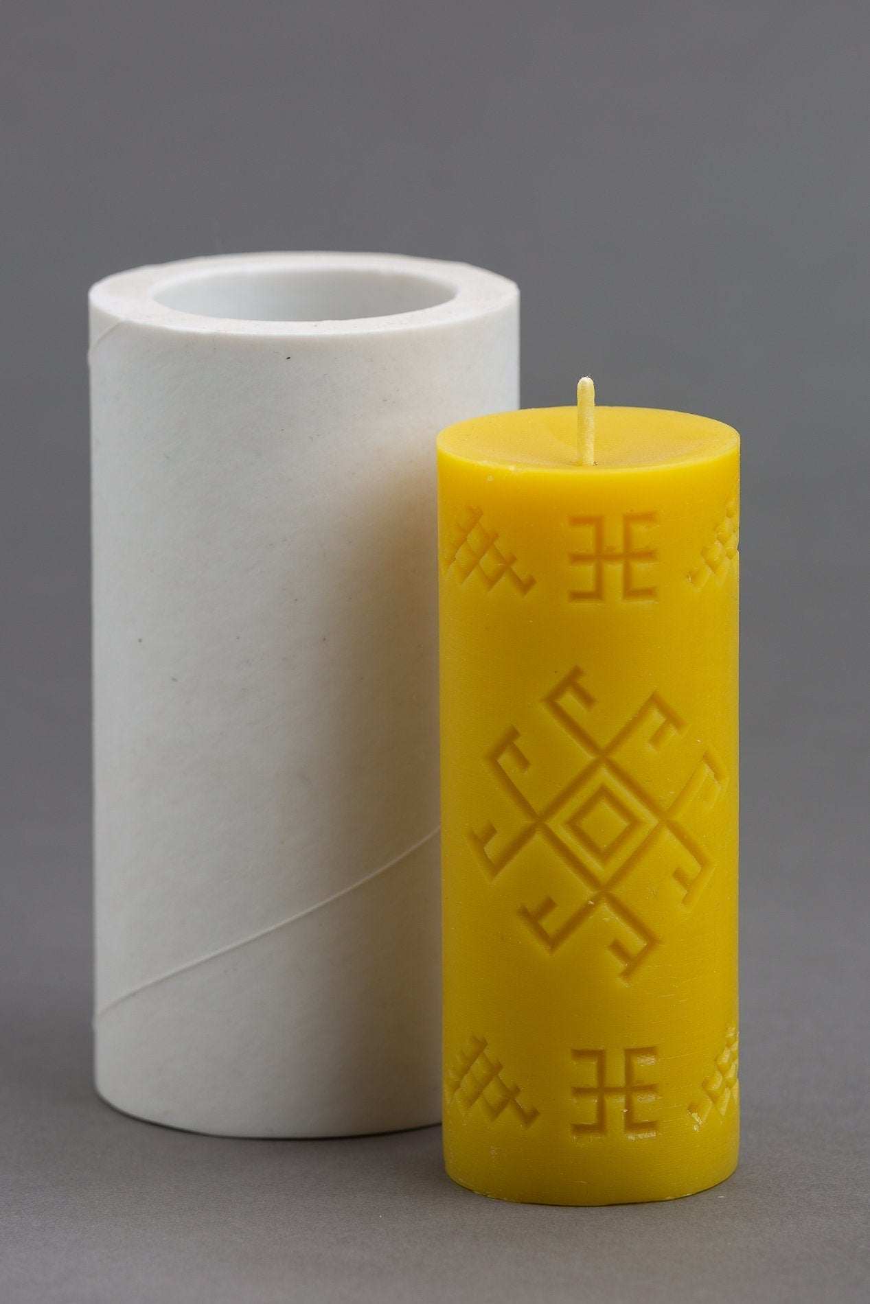 Silicone mold for beeswax candles with thunder cross symbol