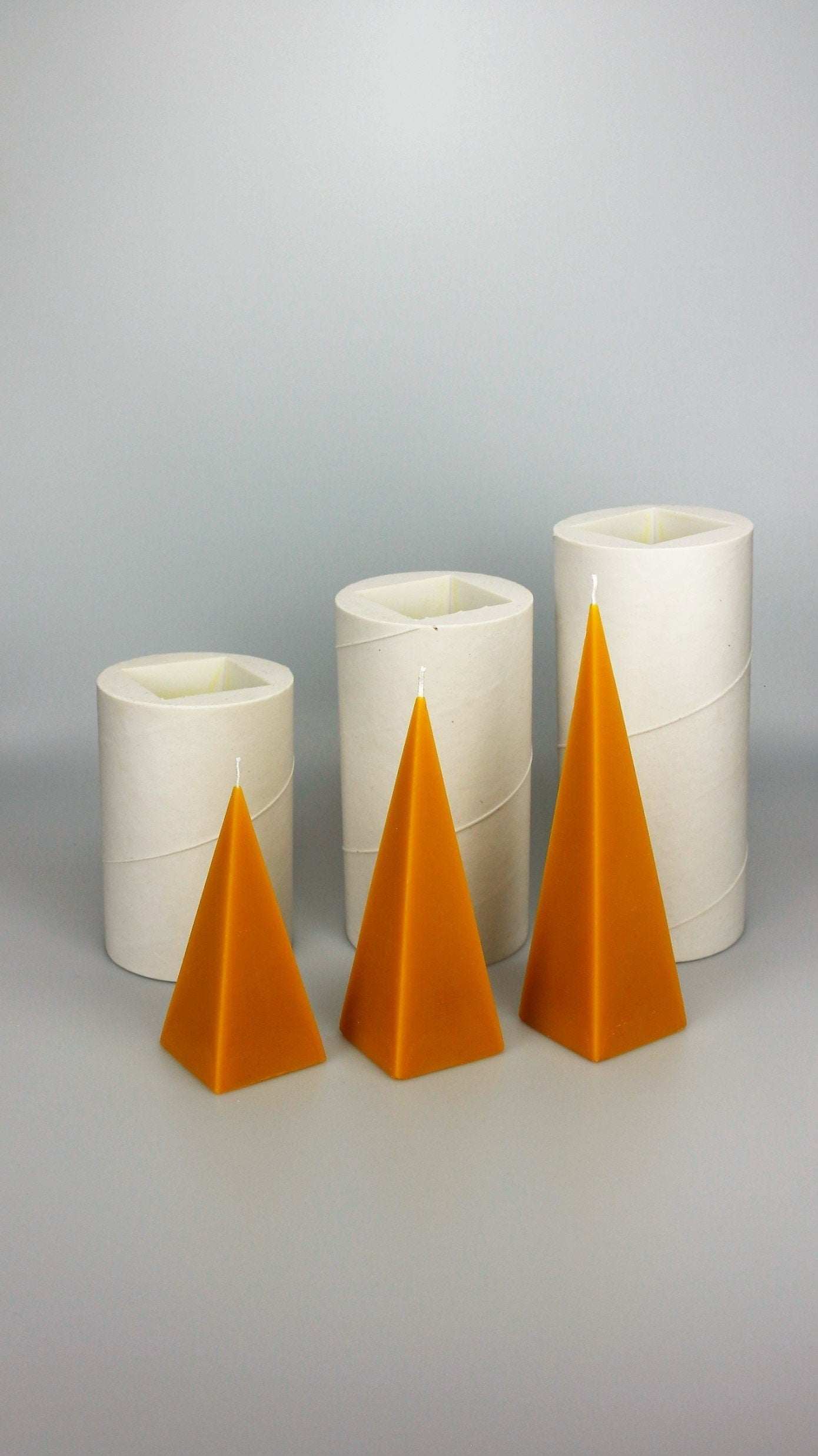Silicone mold for beeswax candles with pyramid shape