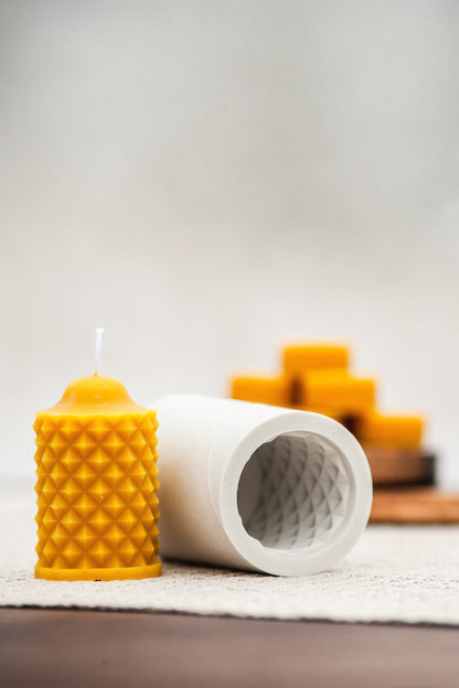 SCALLOPED CYLINDERCandle details:
Weight of the Mold: ~260 g.
Weight of the Beeswax Candle: ~130 g.
Dimensions of the Candle: 5 cm * 7.5 cm.Silicone MoldLatvian CandlesLatvian CandlesSCALLOPED CYLINDER Silicone Candle mould