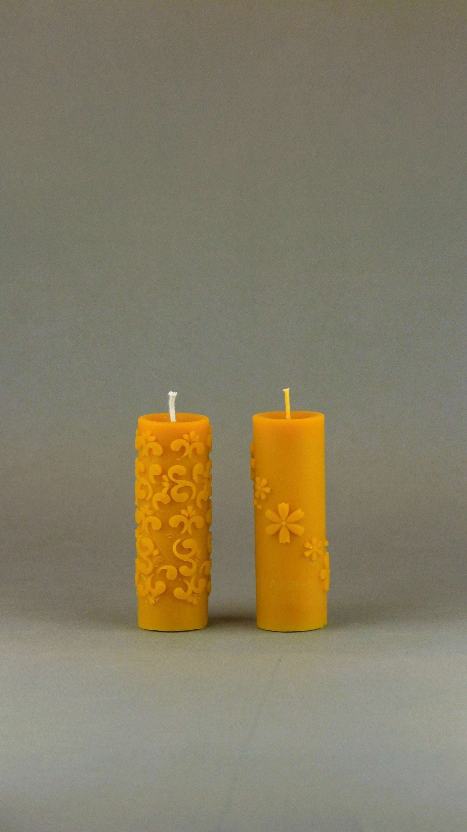 Silicone mold for beeswax candles with floral designs
