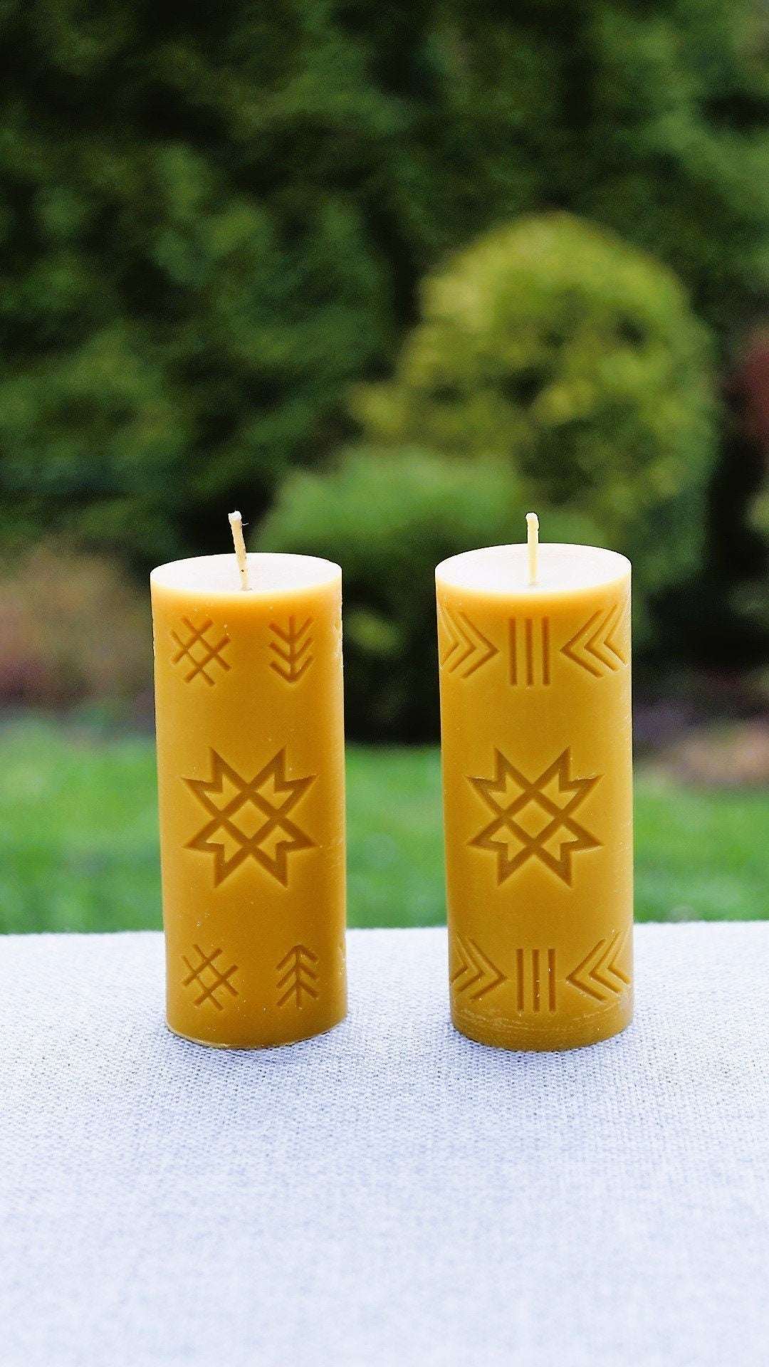 Silicone mold for beeswax candles with Latvian folk signs